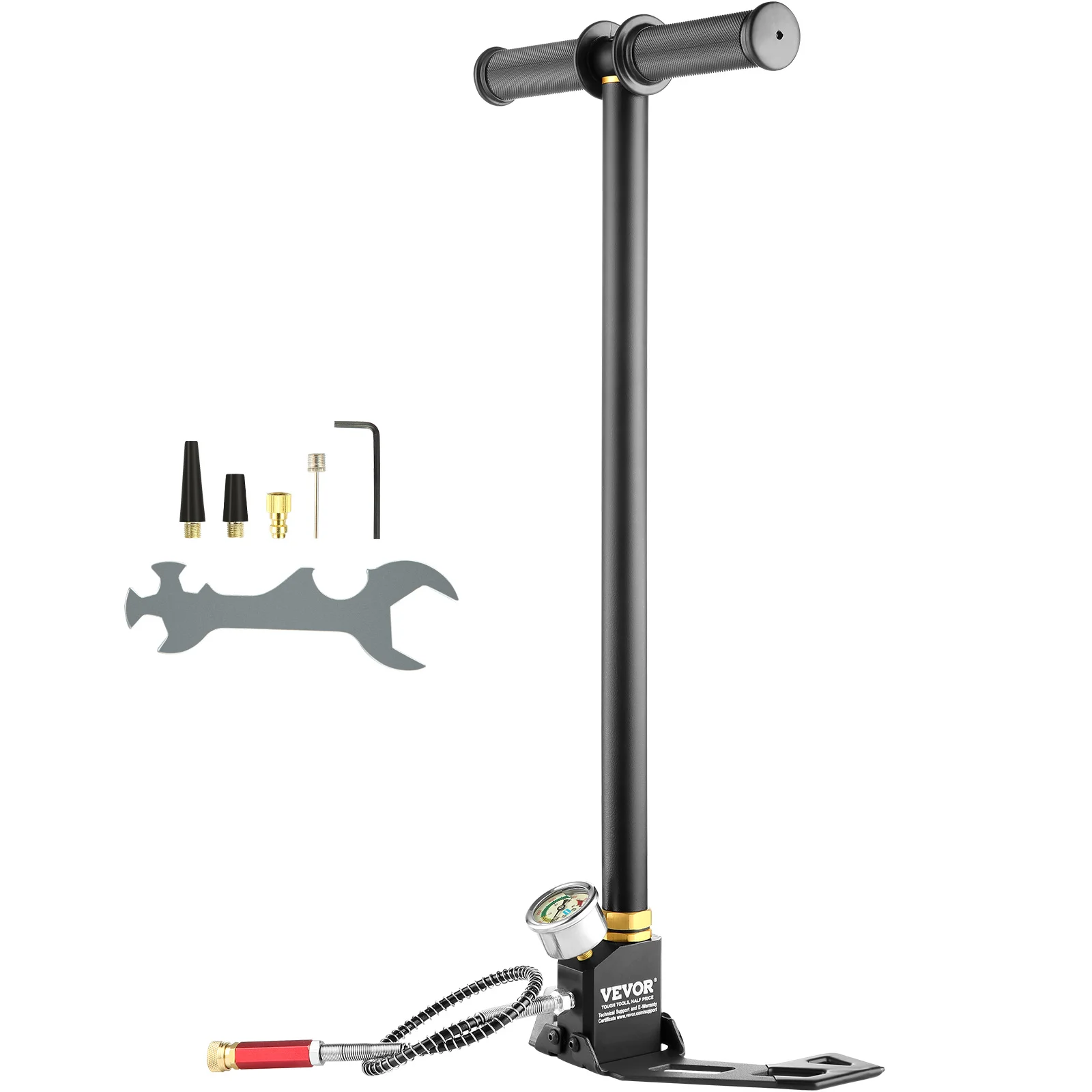 Air Gun Pump Air Pump 3 Stage PCP Pump 30MPa 4500PSI Pressure Gauge Hand Stirrup Pump for Pistols Rifles Air Guns Car Bicycle Hunting