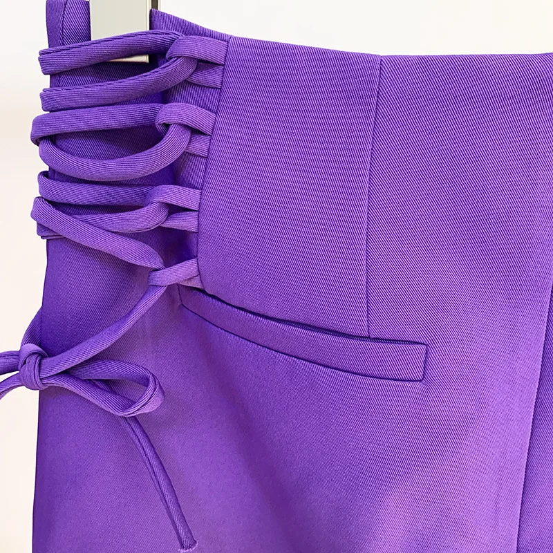 Women's Patchwork Crop Blazer Skirt Two Piece Sets