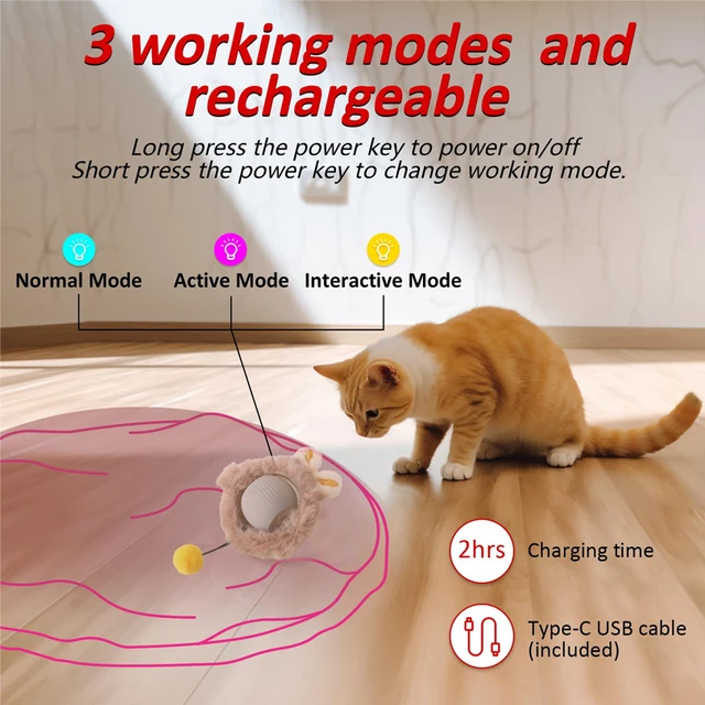 Interactive Cat Toys Ball Cover Set Fast Rolling in Pouch Hide and Seek Kitten Toy Motion Activated Interactive Cat Toy Indoor 5