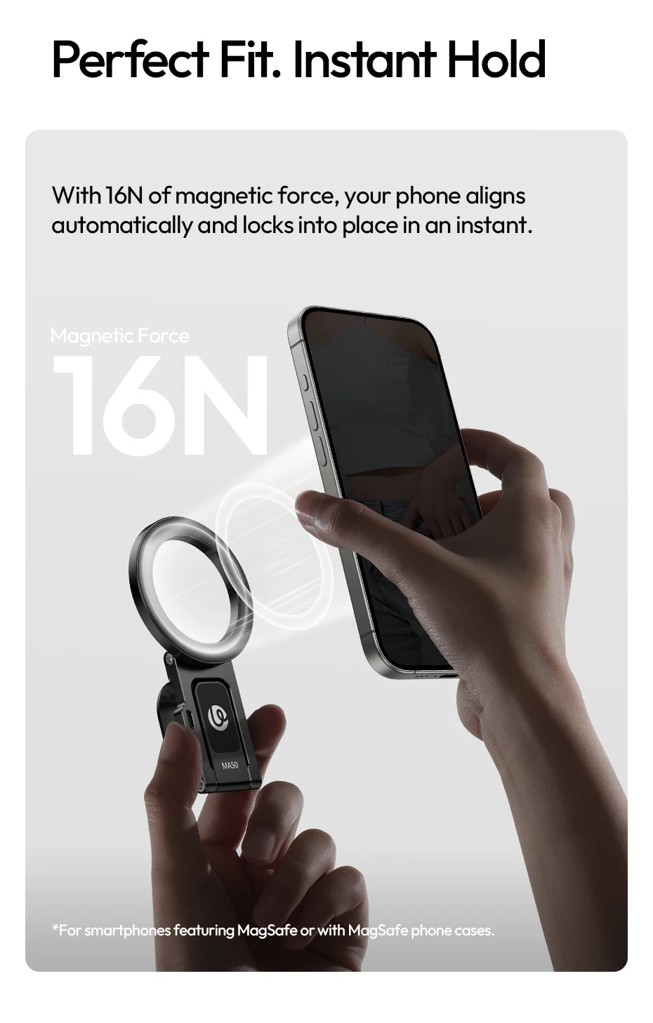 MA50 Uka Foldable Magnetic Phone Holder for Iphone 16 15 14 13 Tripod Mount Mags
