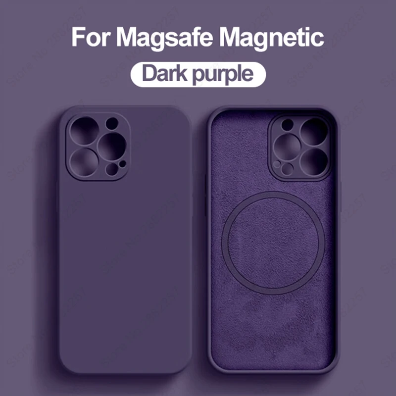thumbnail image 1 of Fundas magnéticas de silicona líquida originales For iPhone, funda movil For Magsafe iPhone 15, 14, 13, 11, 12 Pro Max Plus, accesorios de cubierta a prueba de golpes, 1 of 5