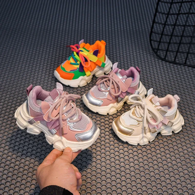Students Sports Shoes Thick Soft Sole Boys Girls Running Shoes Colorful Fashion 2024 New Trend Children Sneakers Non-slip Casual 4