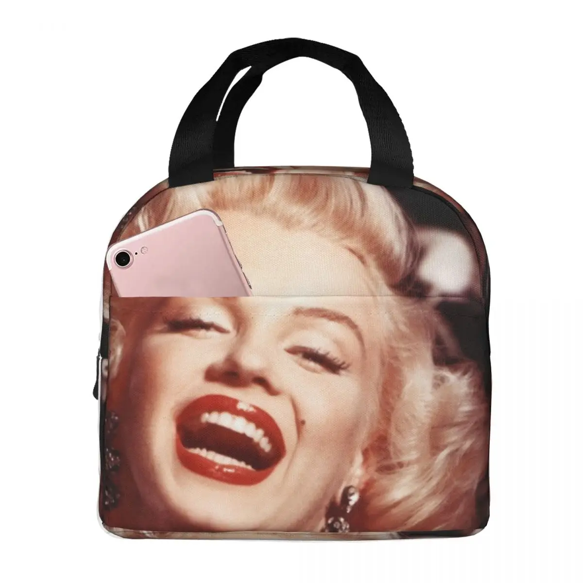 

Marilyn Monroes Beautiful Smile Print Thermal Insulated Lunch Bags Lunch Container Insulated bag High Capacity Tote Lunch Box