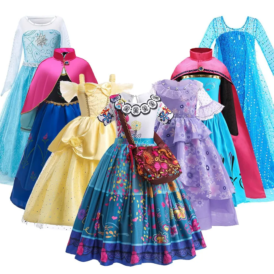 Princess Carnival Costume Kids Dress Girls Elsa Cinderella Belle Cosplay