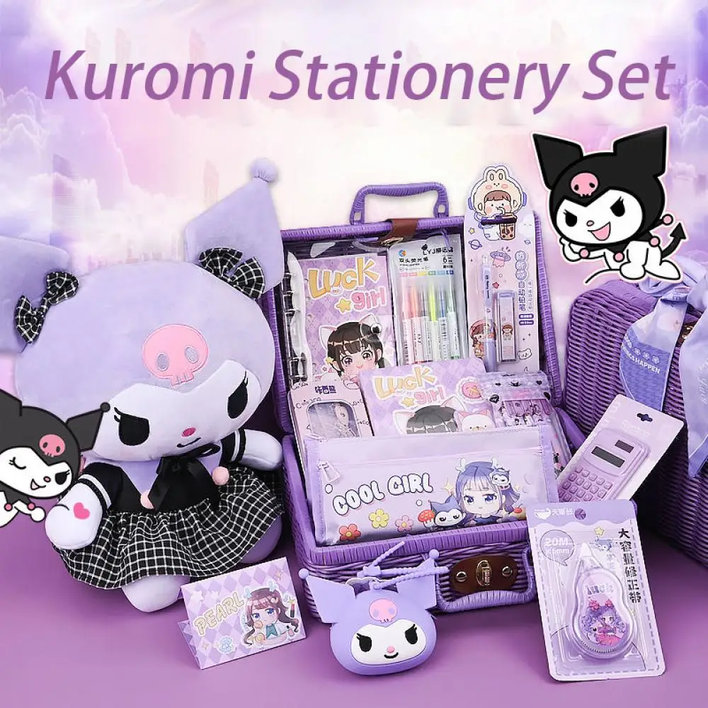 

Anime Sanrio Kuromi Stationery Set Cartoon Cute Stationery Gift Box Child School Supplies Student High Quality Birthday Present