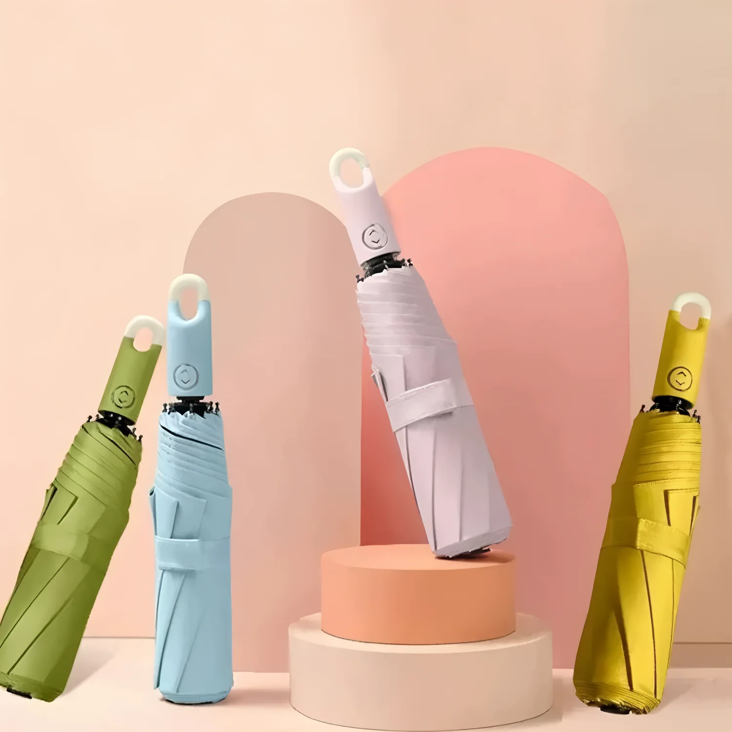 Donut hook umbrella three-fold automatic lock umbrella sunny folding vinyl anti-ultraviolet sun sun