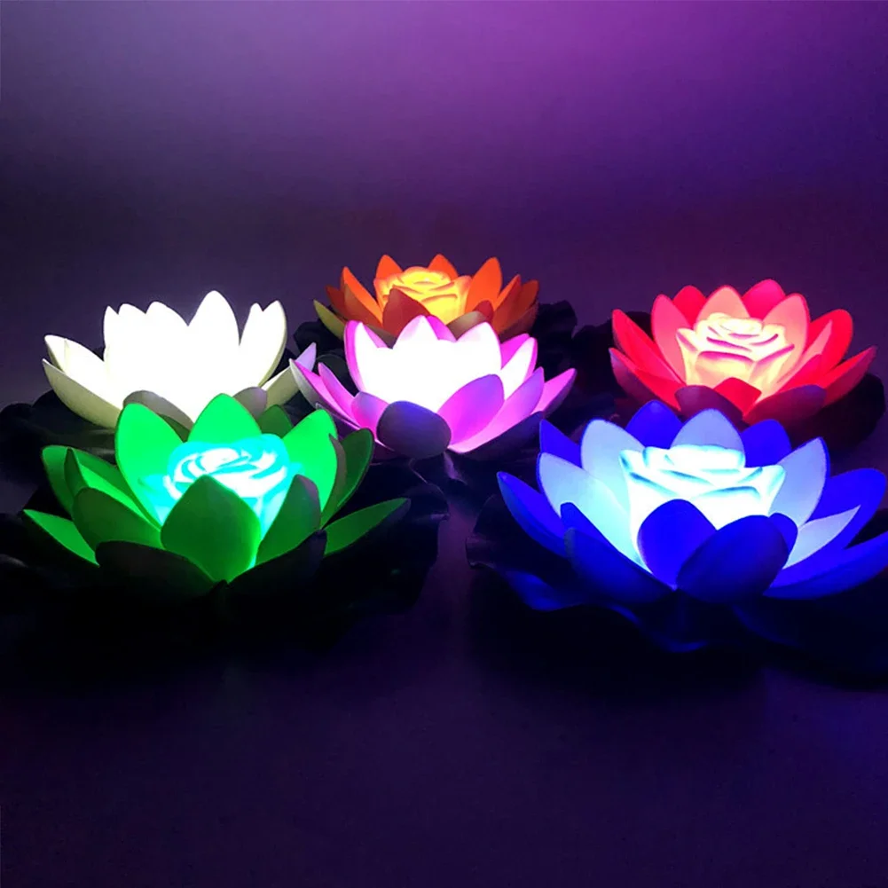 Underwater Light 1-10pcs Artifical Floating Lotus 18cm LED Energy Saving Waterproof Garden Pool Pond Fountain Decoration