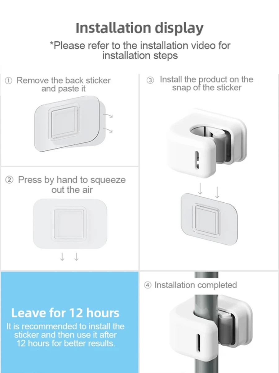 Adhesive Hook Adhesive Wall Hanging Mop Broom Umbrella Hook Multi-Purpose Hooks Kitchen Bathroom Organization Home Organizer Accessories