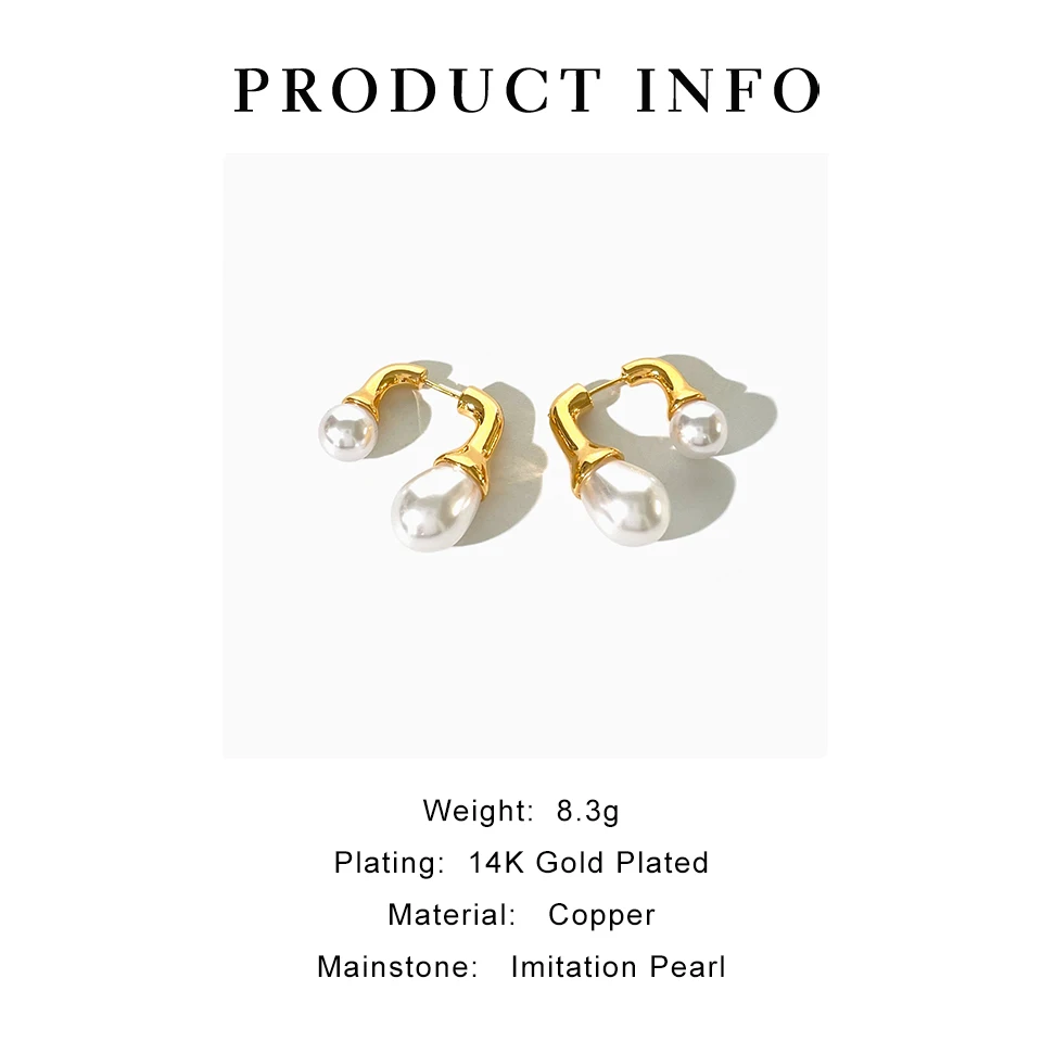 Long Tassel Earrings Peri'sbox Fashion Chic Gold Plated Irregular Faux Pearl Front Back Earrings For Women Unique Designer Jewelry Party Accessories