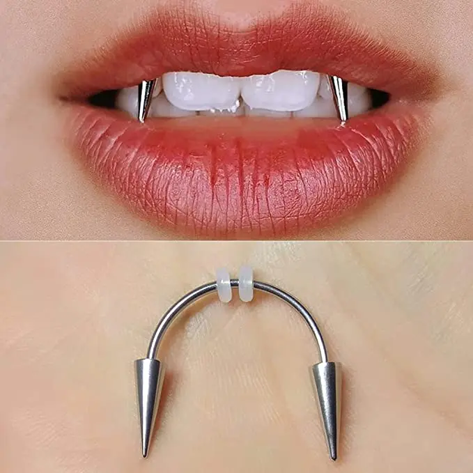 Vampirzahn Lippenringe Ohne Piercing - Edelstahl Clip-On Für Partys