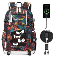 NinjaKidz Kids Backpack Boy Girl school bag Cartoon Ninja Kidz large capacity school backpack Fashion USB Laptop Bagpackag 2
