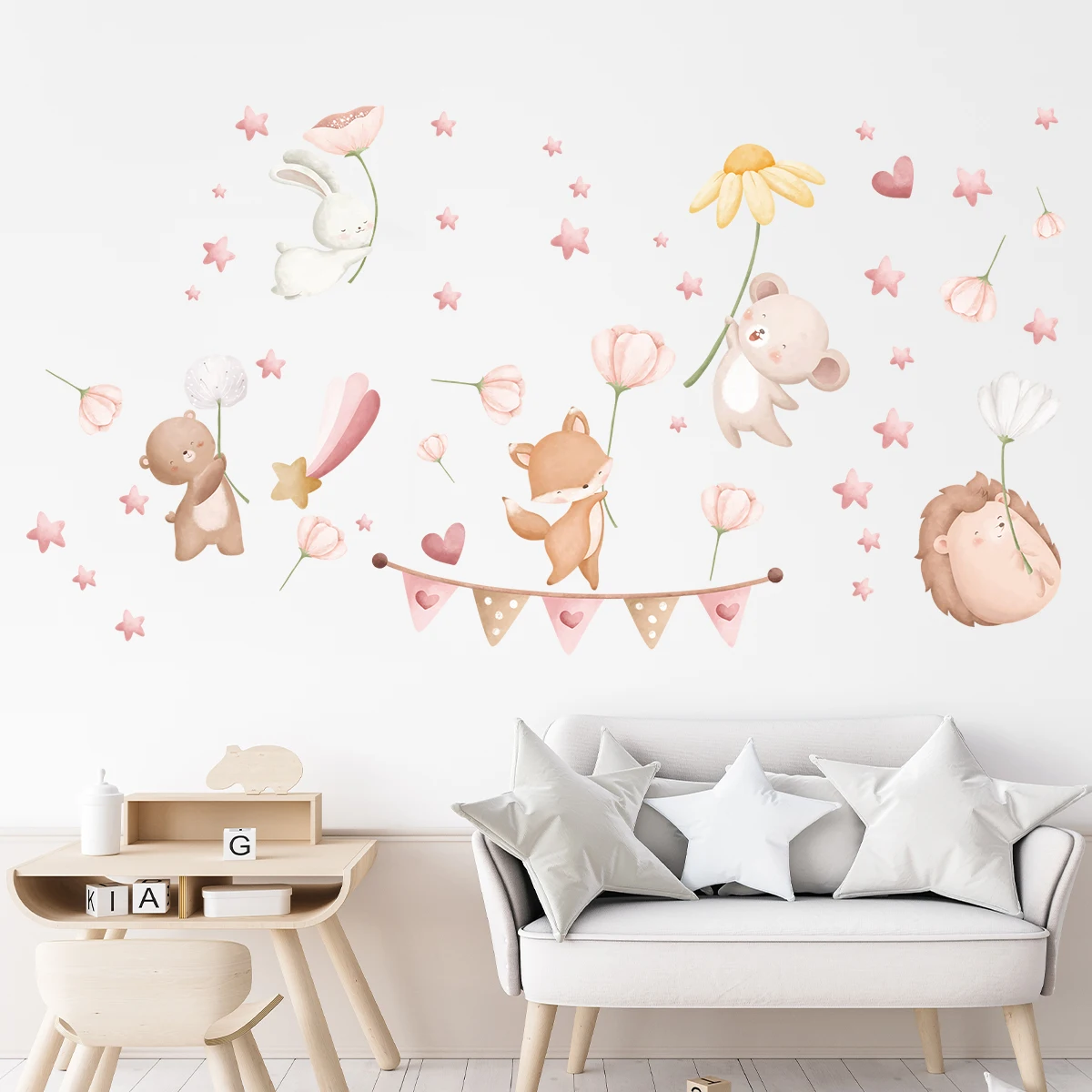 Wall Stickers Wall Sticker 1pc Cartoon Star Animals Wall Stickers Decoration for Bedroom Decor Kids Baby Room Children's Room Wall Decals Living