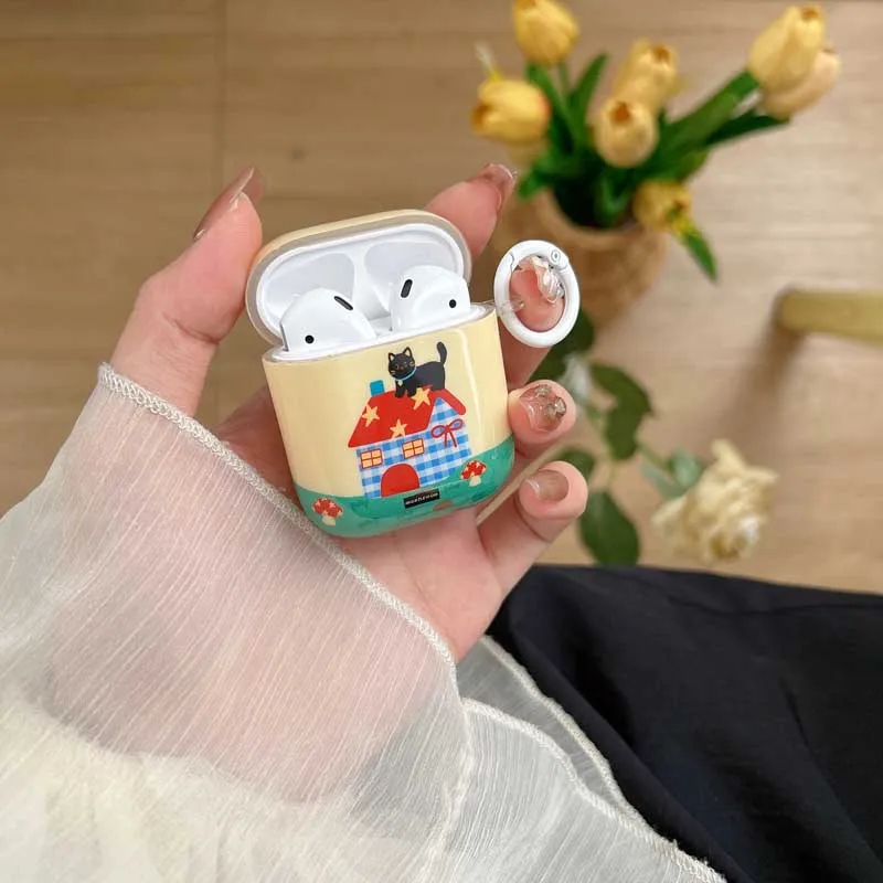 حافظة سماعة رأس جميلة على شكل قطة سوداء لأجهزة Air...