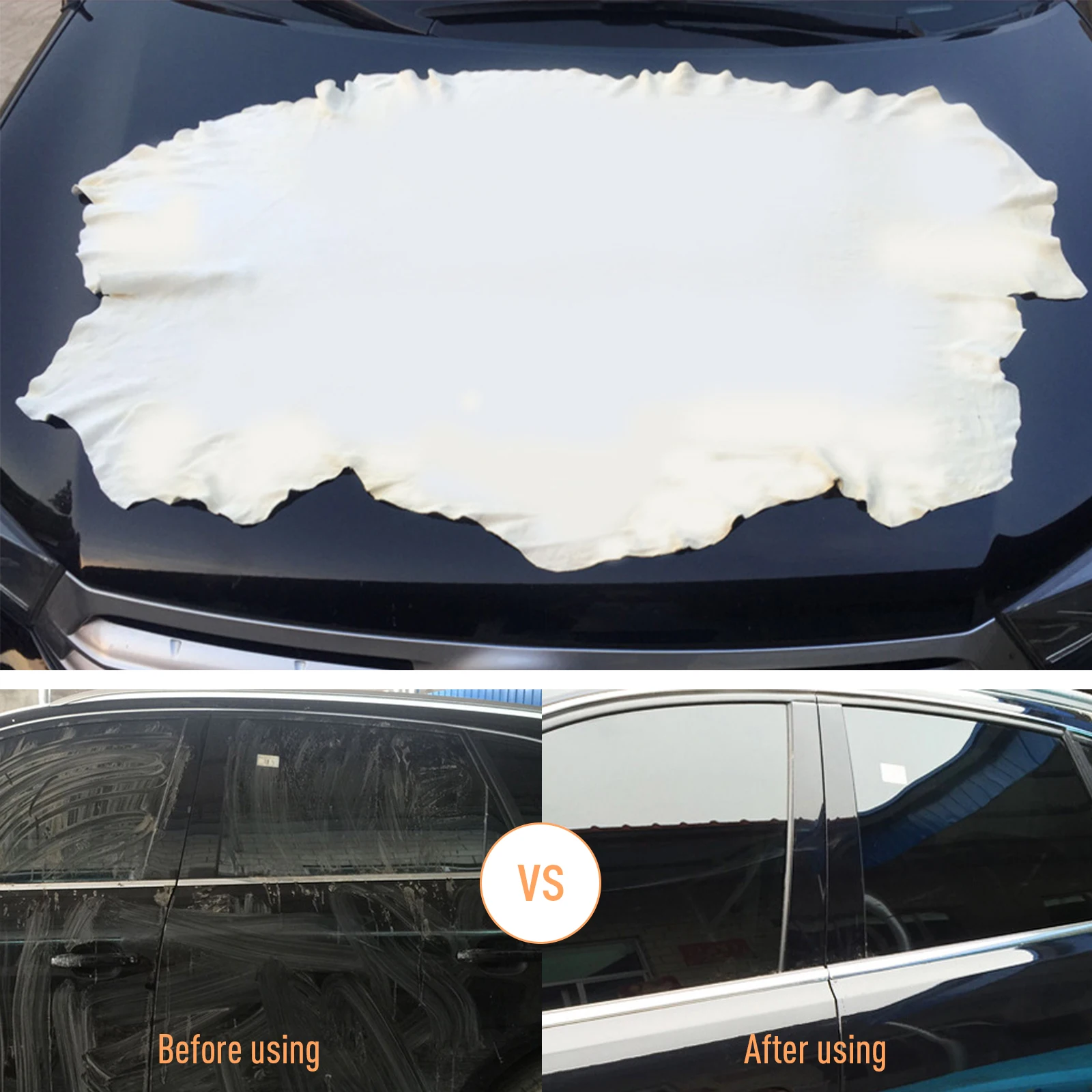 60x90cm Natural Suede Car Cleaning Cloth Genuine Leather Wash Absorbent Quick-drying Towel Striped Cotton Velvet