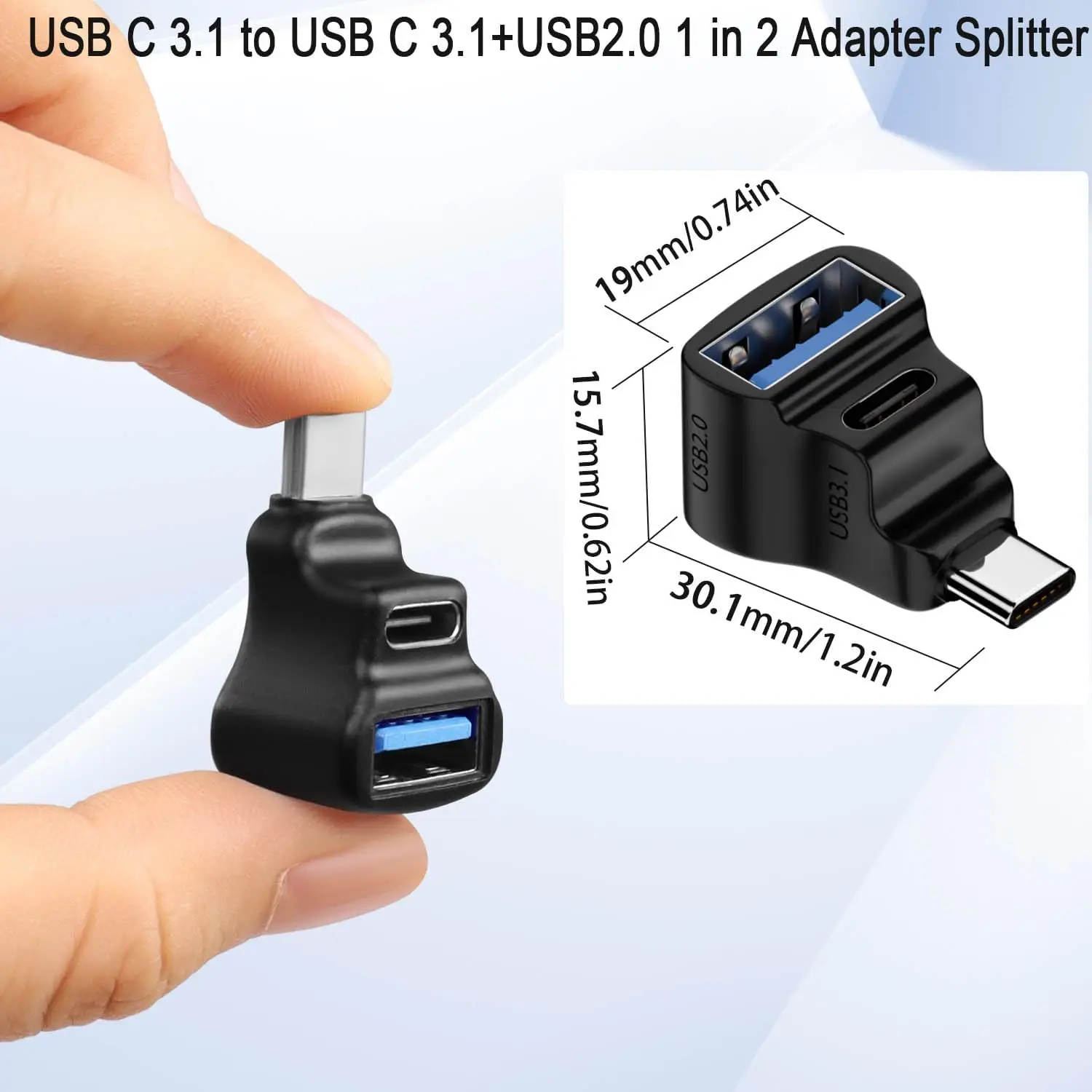 USB-C-USB-C USB-A 어댑터 20Gbps USB-C 남성-USB-C USB-A 여성 어댑터 8K 60HZ 180도 U자형 스팀 데크용