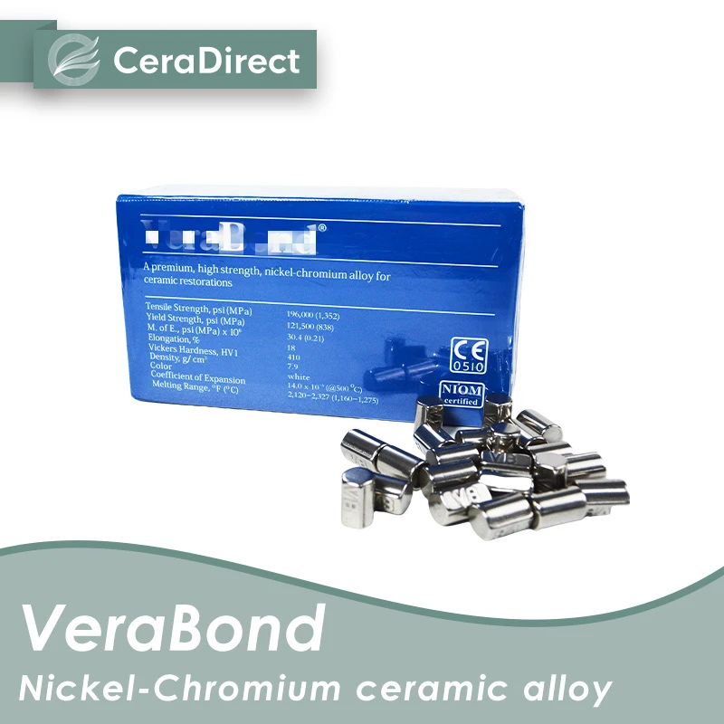 Ceradirect Dental lab Materials are Used VeraBond for Porcelain Dental Nickel-Chromium ceramic alloy 1kg/box Ceradirect Dental lab Materials are Used VeraBond for Porcelain Dental Nickel-Chromium ceramic alloy 1kg/box