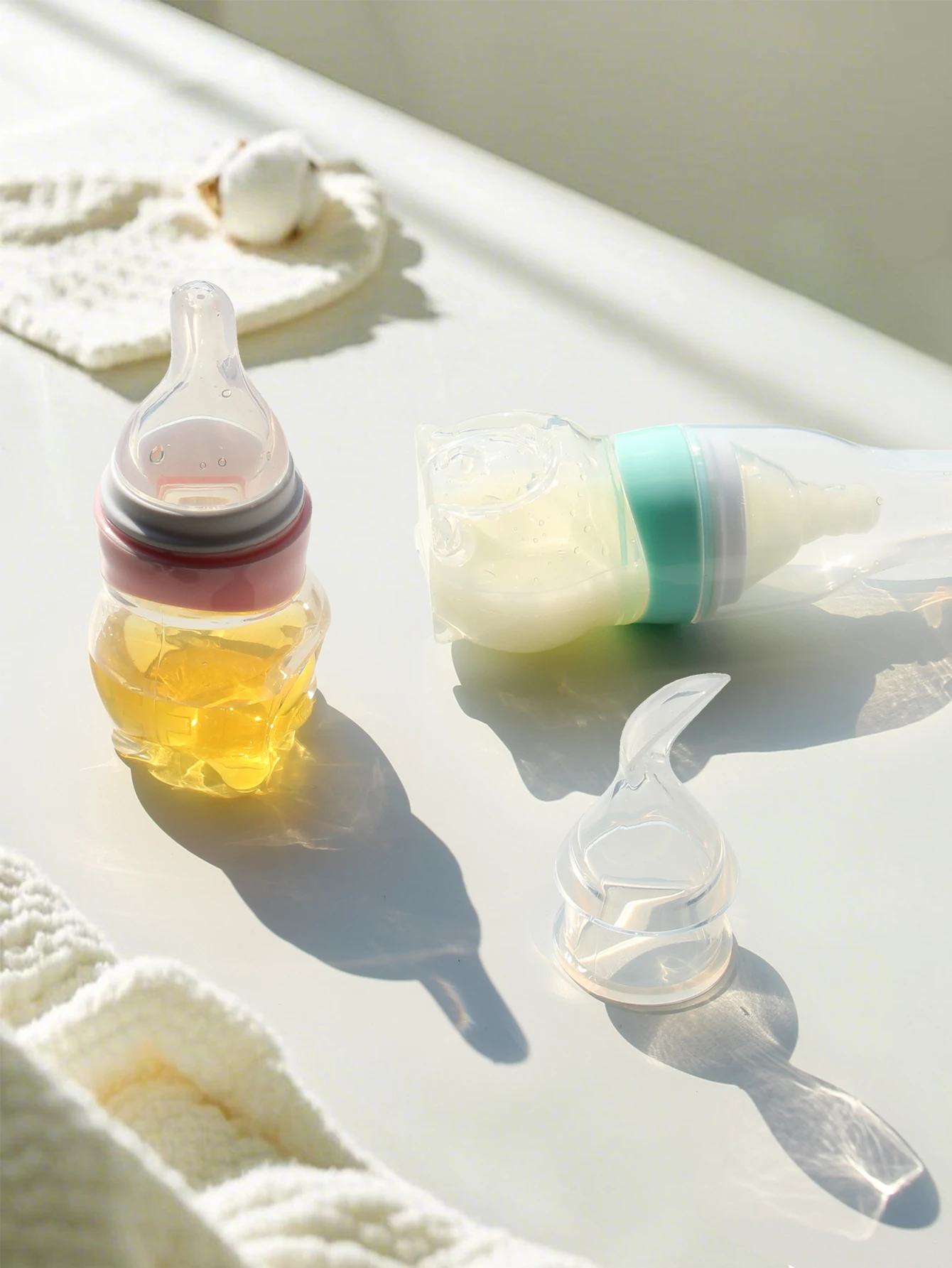 3 in 1 Feeding medicine Baby Silicone bottles Drink milk eat rice paste with 3 Replacement Heads BPA Free Bottle