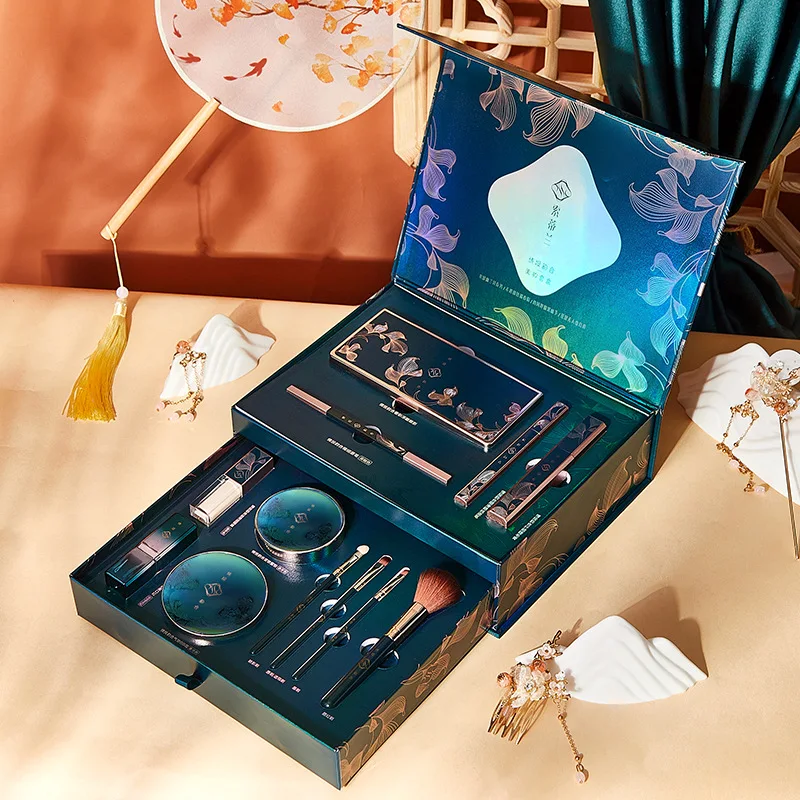 Spring and Jingming Style Makeup Gift Box Lipstick Cushion Foundation Full Set Beauty Set Box Chinese Style Makeup Gift Box 6