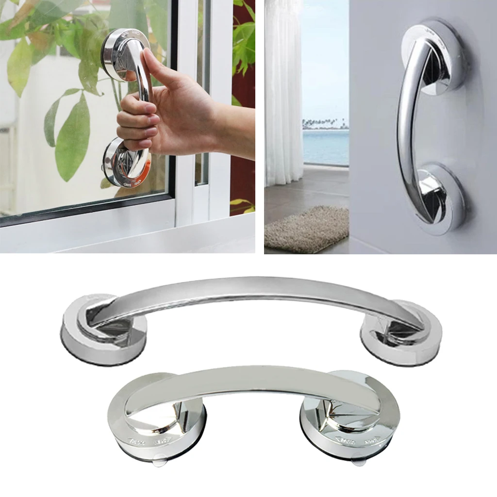 Wall Suction Bathroom Shower Bath Tub Cup Grab Bar Helping Handle Rail