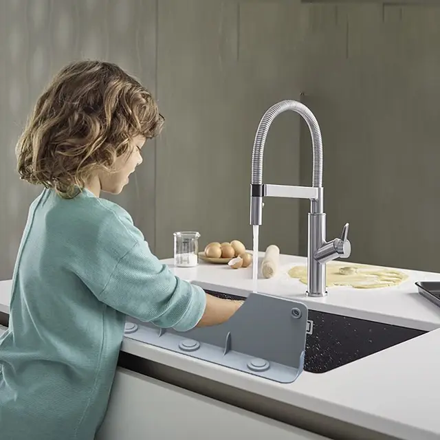 Protector De Salpicaduras De Silicona Para Fregadero - Reutilizable, Apto Para Lavavajillas | Evita Que El Agua Salpique En La Cocina