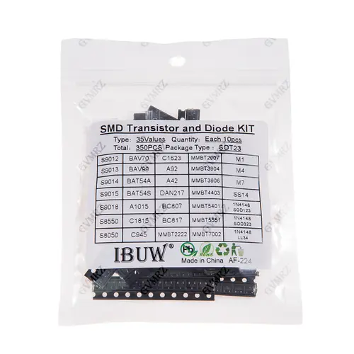 350PCS 35Values SMD Transistor and Diode Kit SOT23 (S9012/BAV70/1N4148 etc.) for Arduino DIY Electronic Circuit Project S9012 - Image 3