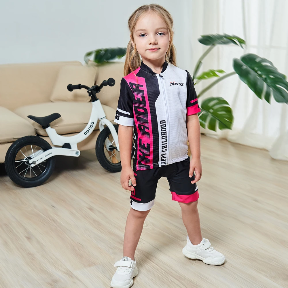 2022 Summer Cycling Jersey Set For Girls Cartoon Animation Printed Children Bicycle Sportswear Short Sleeve Kid Cycling Clothing