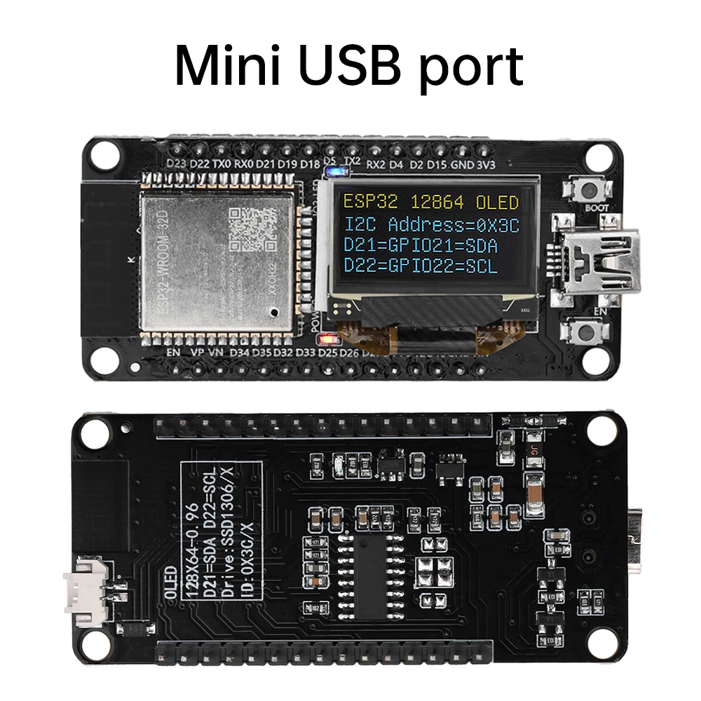 Esp32 ESP-WROOM-32D wifi bluetooth geliştirme kurulu 0.96 inç oled 30 pin esp wroom 32d ch340 kablosuz mini/mikro usb tip-c