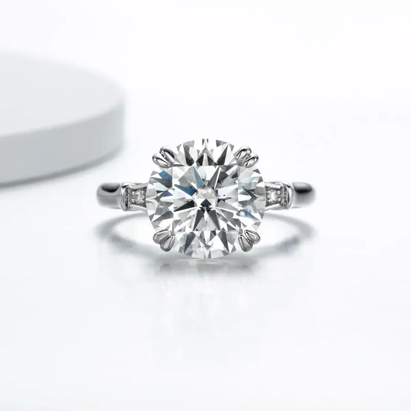 14k Yellow Gold Plated Sterling Silver Moissanite Engagement Rings For Women Round Cut 5ct Three Stone Ring GRA Certifiacte