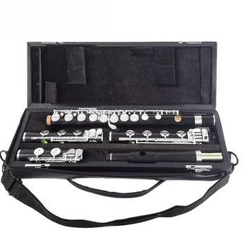 Ebony Flute /C+B+Bb Foot 16+17+18 Open Hole Silver Plated E Key Grenadilla Professional