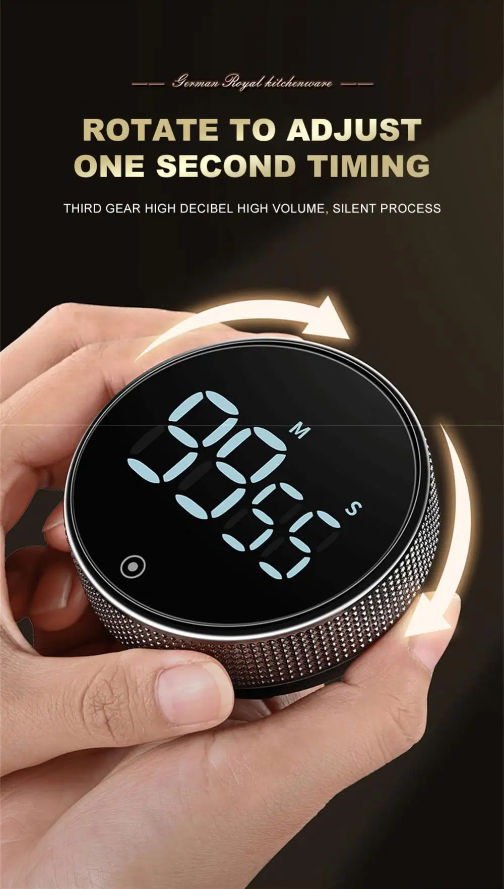 Magnetic Kitchen Timer LED Digital Timer Manual Countdown Timer Alarm Clock Cooking Shower Study Fitness Stopwatch Time Master
