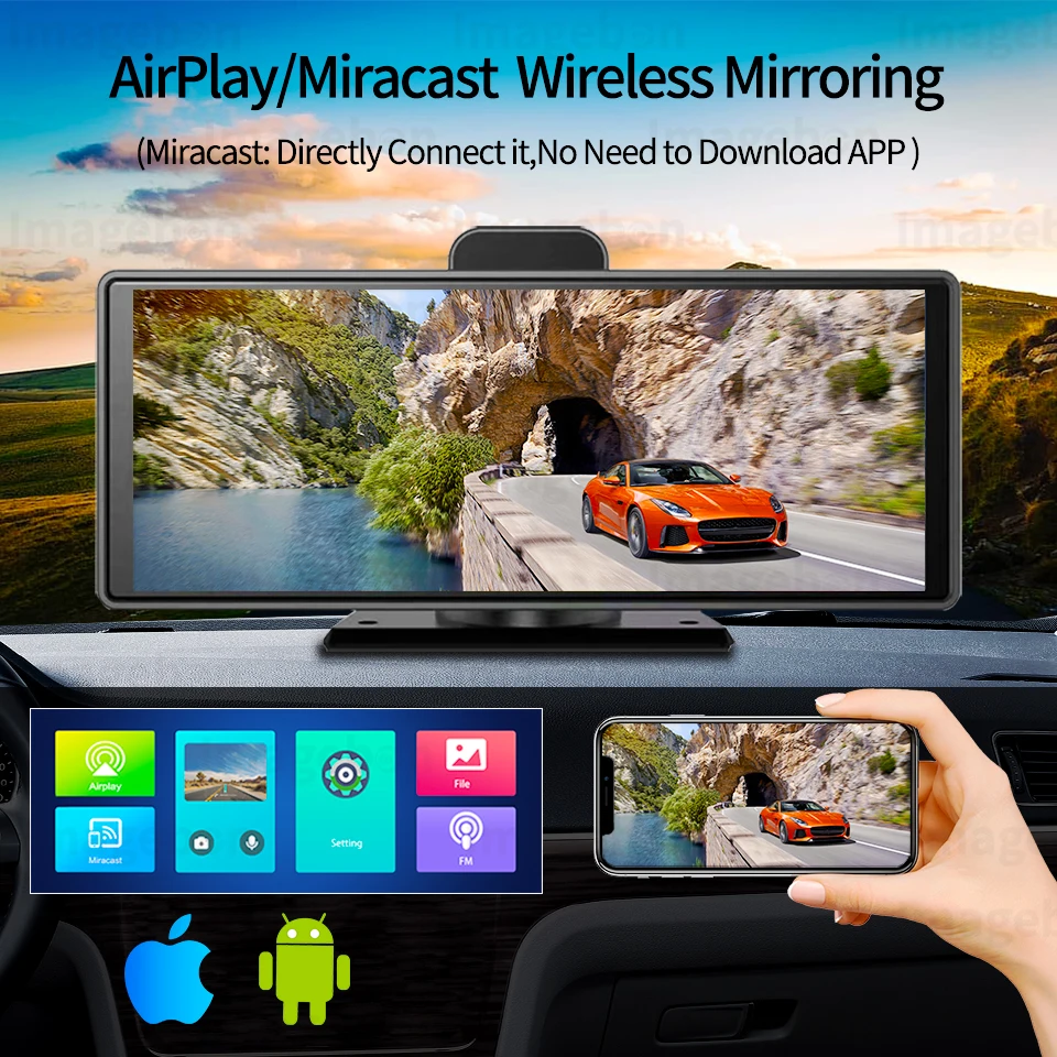 Sb41a1e1191d94f54ba694d22a43dc63cG 10.26" 4K Dash Cam ADAS Wireless Carplay & Android Auto Car DVR 5G WiFi GPS Navigation Rearview Camera Dashboard Video Recorder