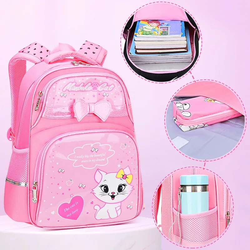 여아용 방수 학교 가방, 유치원 배낭, 고양이 만화 책 가방, 어린이 Mochila Escolar