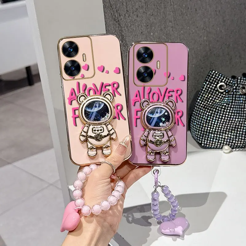 Floral Fan Phone Case Set with Beaded Lanyard & Stand (3 Pieces)