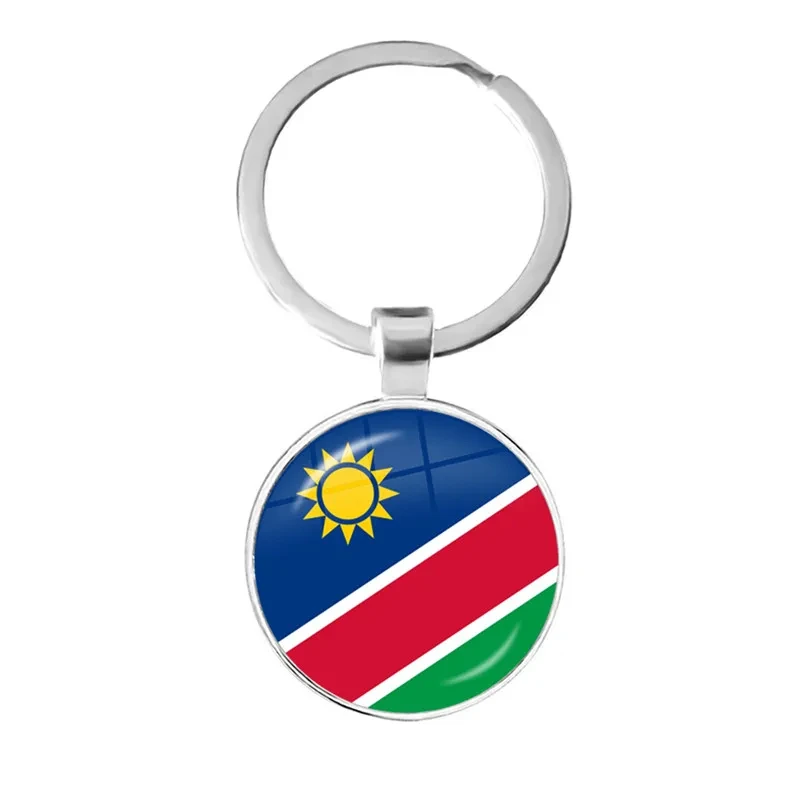 Botswana,Namibia,Swaziland,Madagascar,Malawi,Mayotte National Flag Keychain 25mm Glass Cabochon Key Rings For Gift