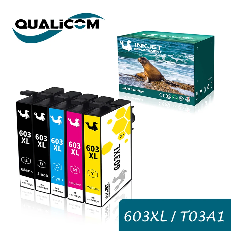 Qualicom 603Xl T03A1 1Set 5 Pezzi Cartuccia D'Inchiostro Compatibile Per Epson Expression Home Xp-2100 Xp-2105 Xp-3100 Xp-3105 Wf-2810
