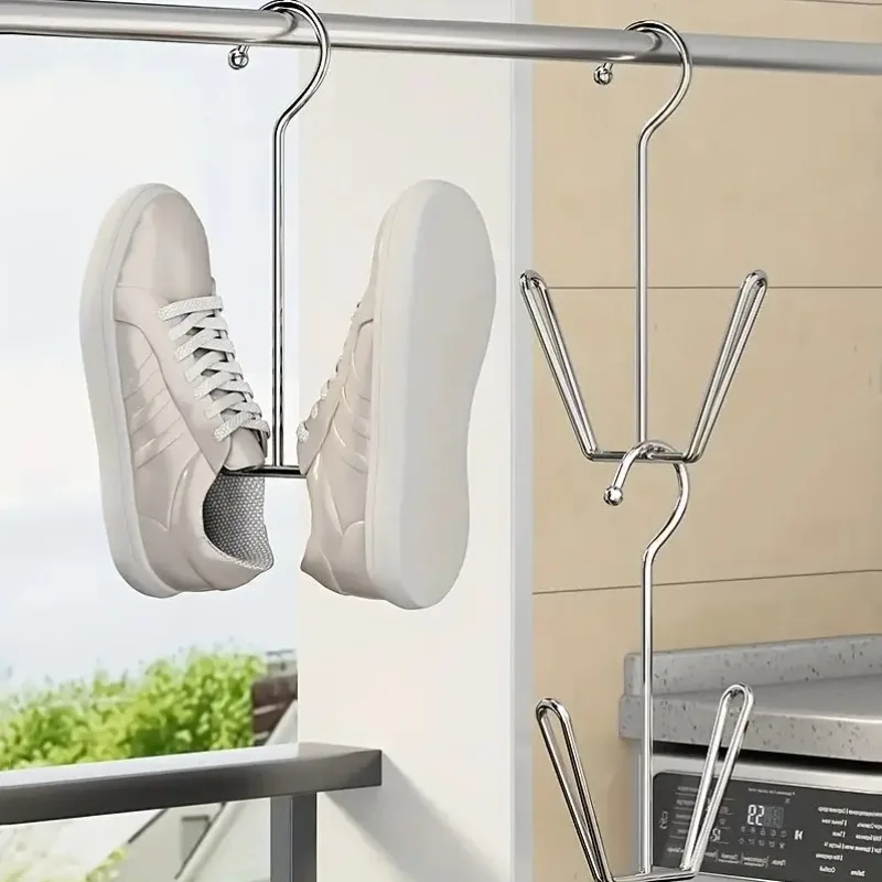 Shoe Rack Clothes Rack 1/3/5Pcs Durable Stainless Steel Shoe Rack Hanger Space-Saving Metal Storage Hook for Coats Hats Slippers Indoor