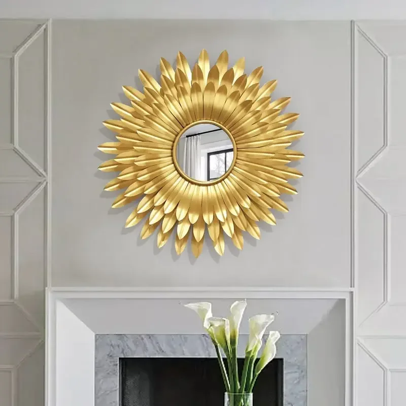 

Iron Crafts Creative Wall Hanging Nordic Style Living Room Sofa Background Wall Decoration Porch Decoration Gold Mirror