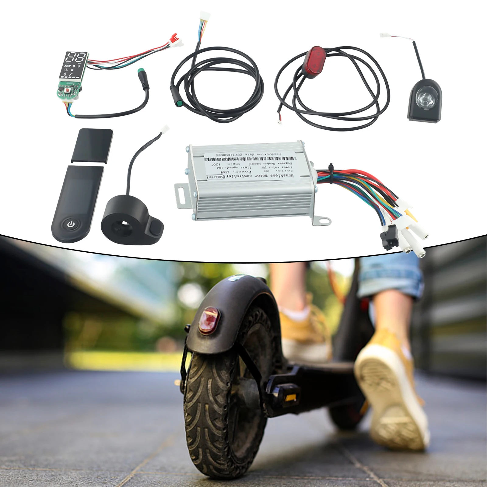 

E-Scooter Replacement Set 36V 350W Controller Dashboard Accelerator Headlight Tail Light Connecting Wire Electric Bike Accessory