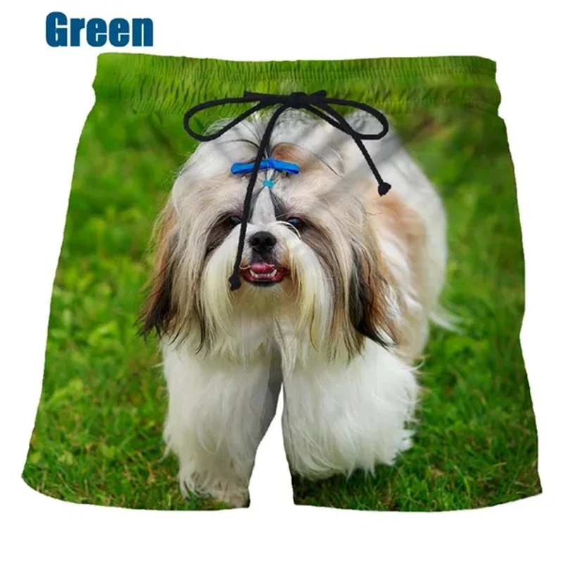 남녀공용 재미있는 3D 프린트 Shih Tzu Dog 해변 짧은 바지, 귀여운 남성 여성 어린이 의류, 캐주얼 수영 트렁크 반바지, 새로운 패션