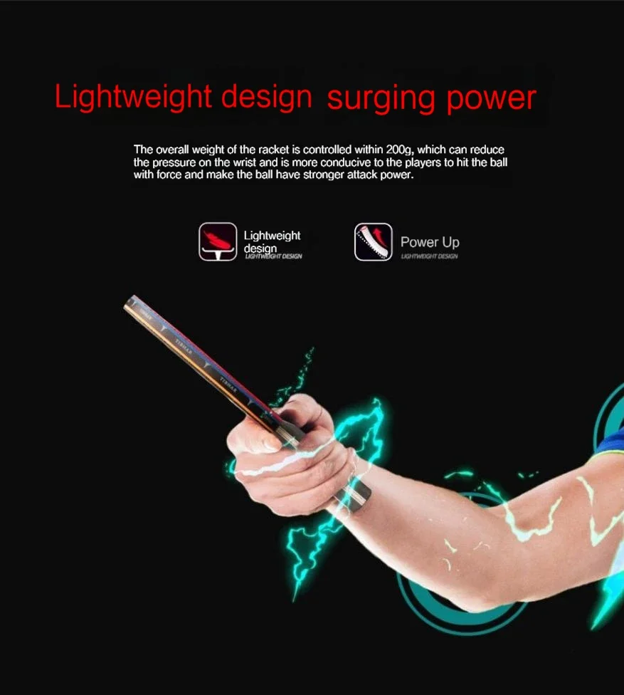 Description Picture 6 of itemTIBHAR 9star Table Tennis Racket 6 7 8 Sticky Rubber Pimples-in Ping Pong Rackets Hight Quality Blade Original TIBHAR Racket Bat