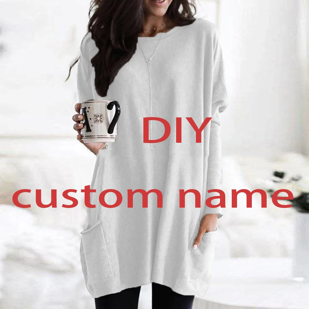 

Autumn Women's DIY Custom Name Fashion Long Sleeve Round Neck Personalized Versatile Women's Top Sweatshirt Loose Fit