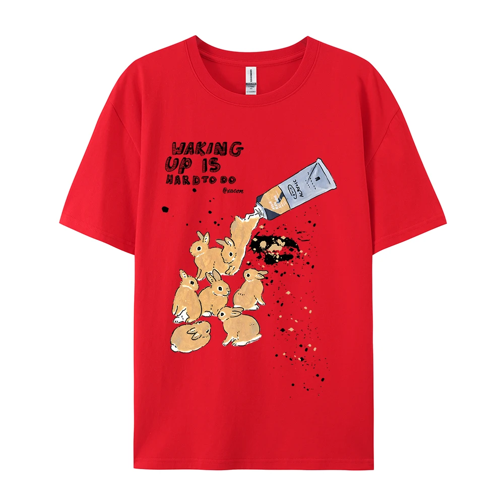 Amerikanisches Retro-Kaninchen-Druck-Kurzarm-T-Shirt für Damen und Herren im Harajuku-Lazy-Style, reine Baumwolle, vielseitiges Rundhals-T-Shirt – Detail 22