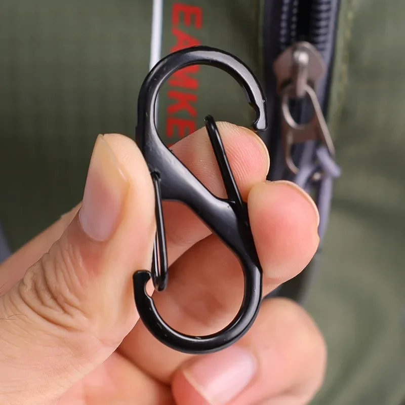 5pcs Zinc Alloy S Type Carabiner with Lock Mini Keychain Hook Anti-Theft Outdoor Camping Backpack Buckle Key-Lock Accessories