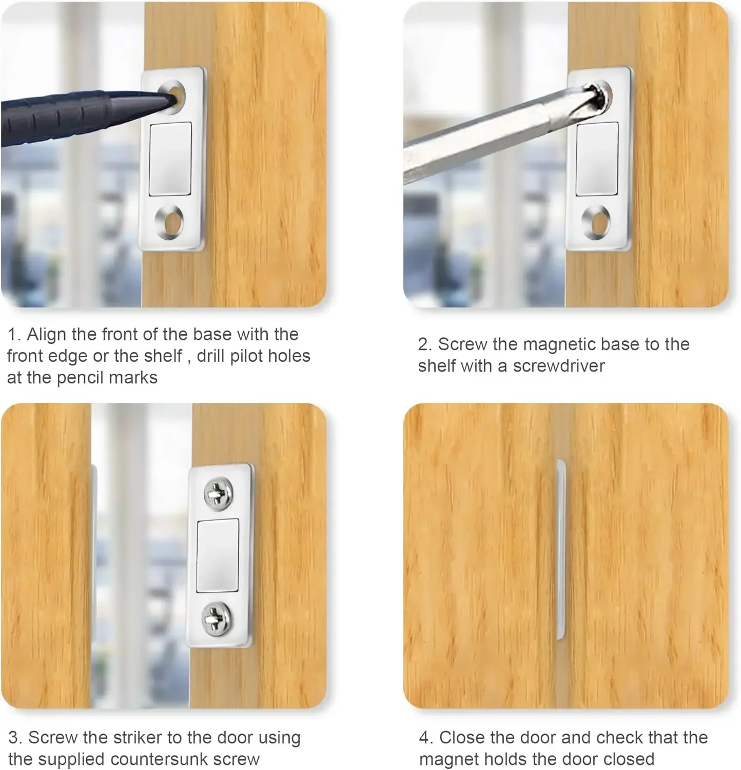Magnetic Cabinet Catches Ultra Thin Door Strong Magnets Stopper Invisible Adhesive Drawer Magnet Lock for Kitchen Closet Closer