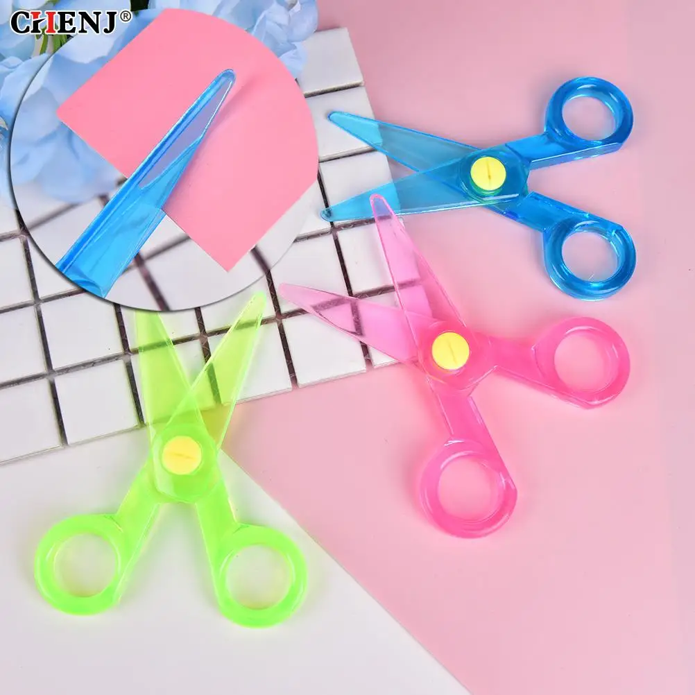 

Plastic Safety Scissors Round Head Safety Scissors Stationery Student Kids DIY Paper Cutting School Supplies Random Color