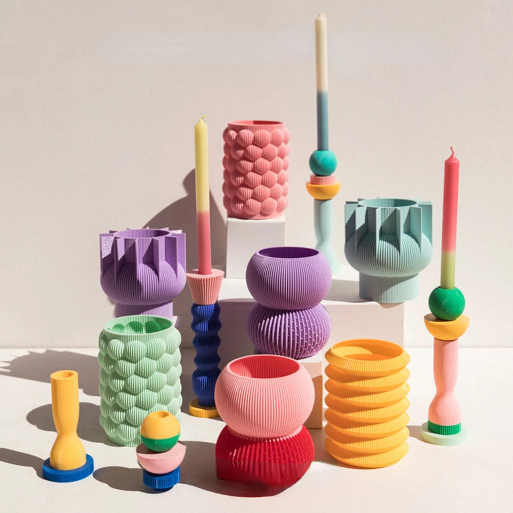 

Nordic minimalist modern baroque color light luxury candlestand base ornament