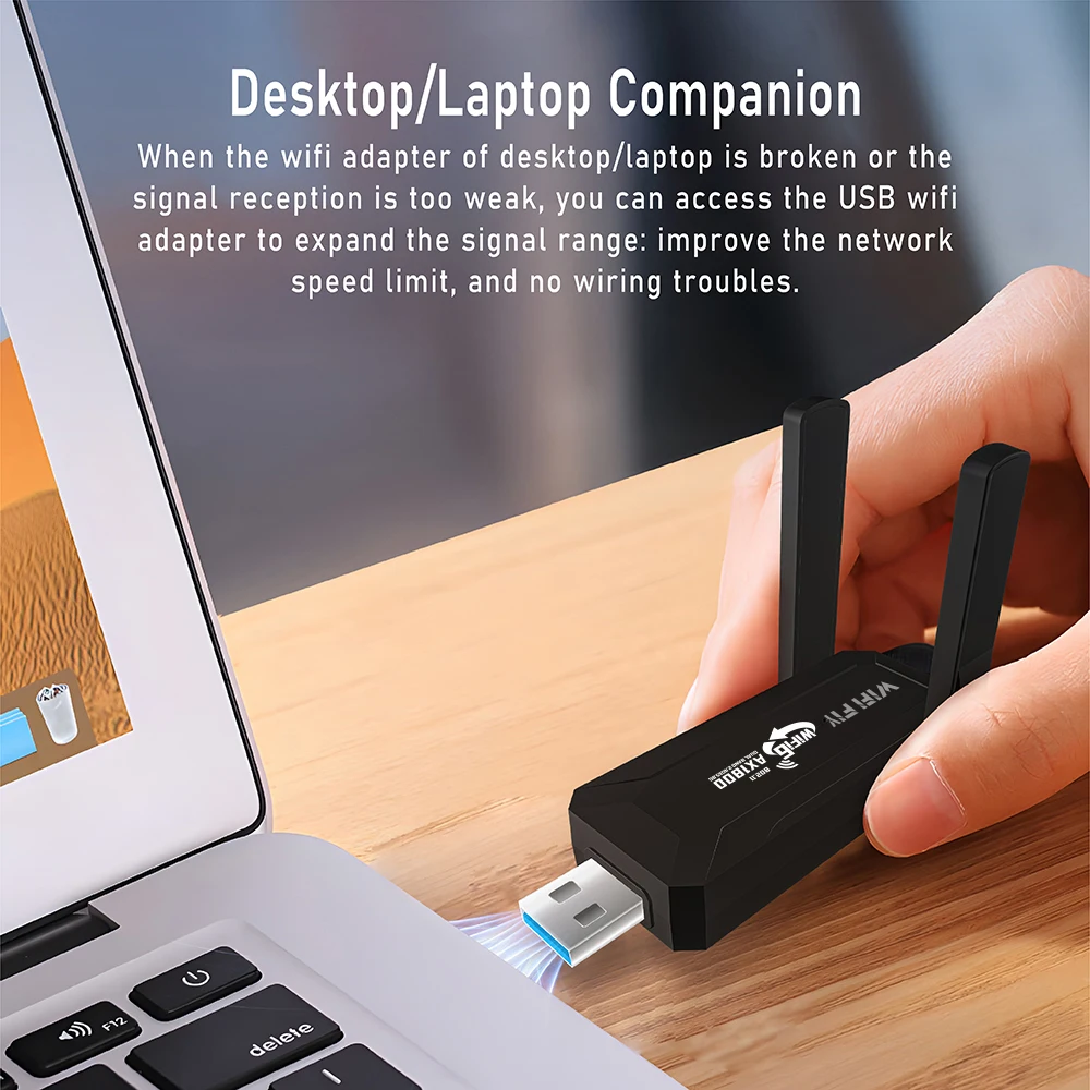 WiFi 6 USB 어댑터 1800Mbps 무선 네트워크 카드 USB 3.0 트라이 밴드 2.4G 5G Wifi 수신기 Wifi 핫스팟 및 AP 기능