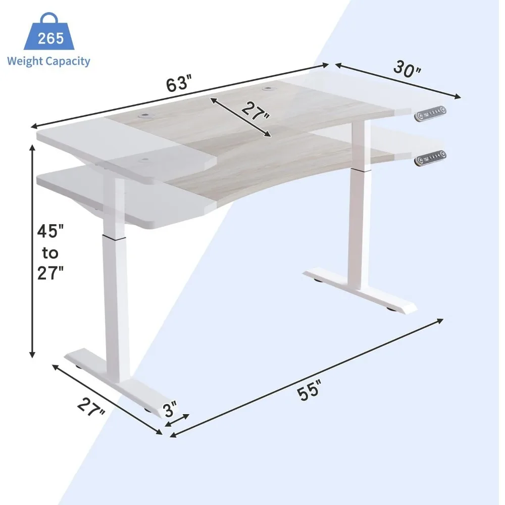 Dual Motor Height Adjustable Electric Standing Desk,Height Stand Up Computer Desk,Sit and Stand Home Office Desk 2