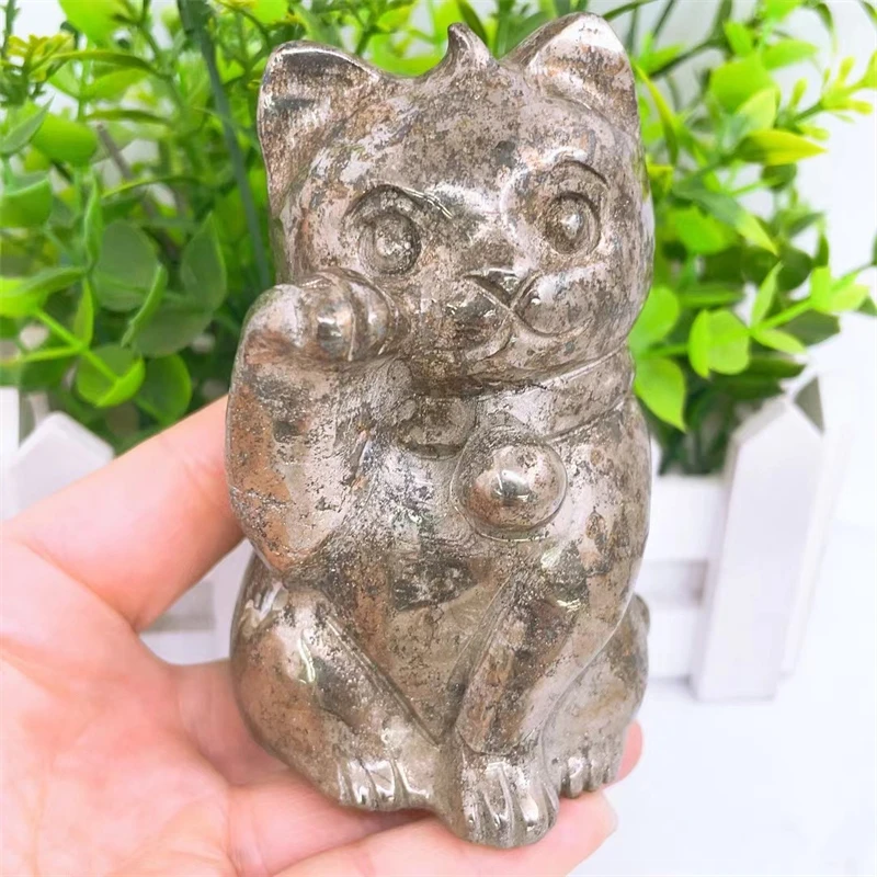 natural-pyrite-fortune-cat-carving-carved-statue-animal-fashion-home-ornament-art-collectible-gift-1pcs