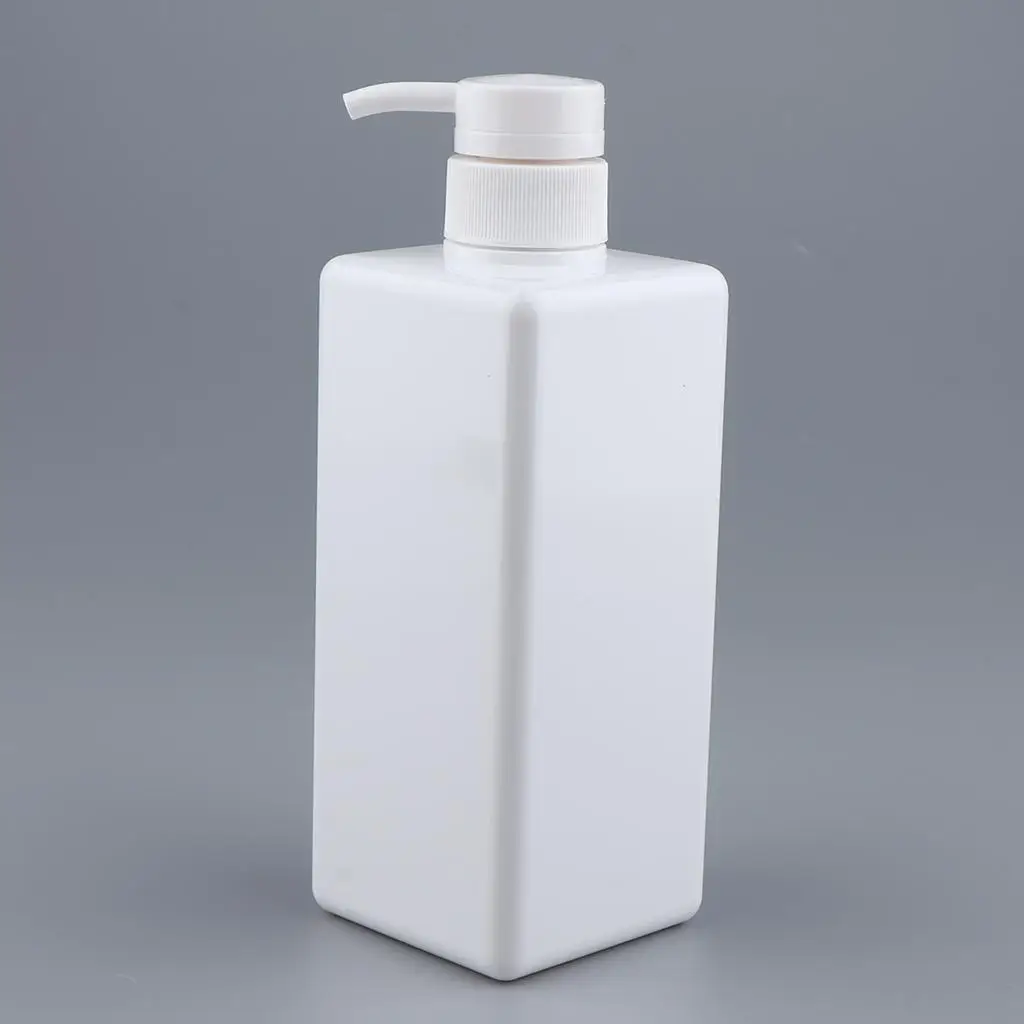 650ml Square Refillable Plastic Pump Bottle Shampoo Lotion Makeup Container